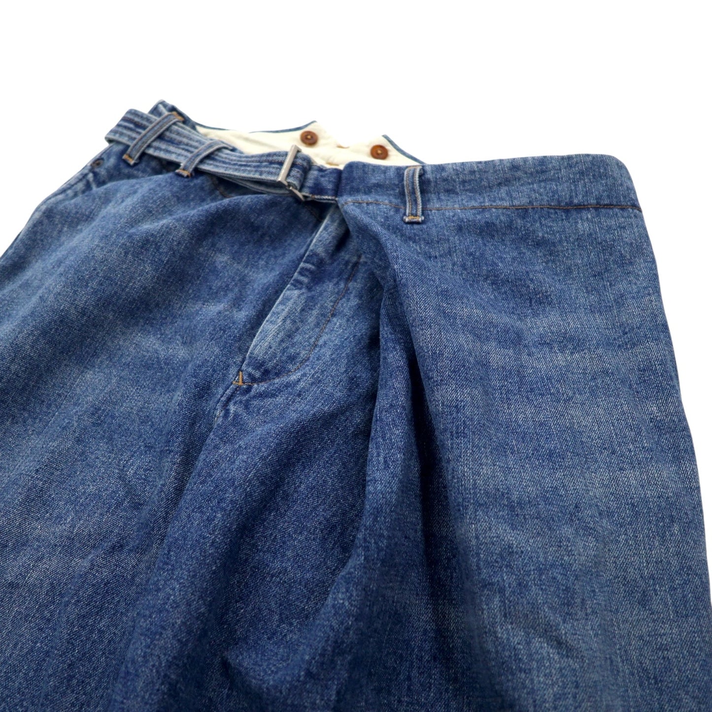 KHOKI ラップトラウザーズ 22AW Wrap Trousers デニムパンツ 1 ブルー コットン 日本製 22sw-p-05