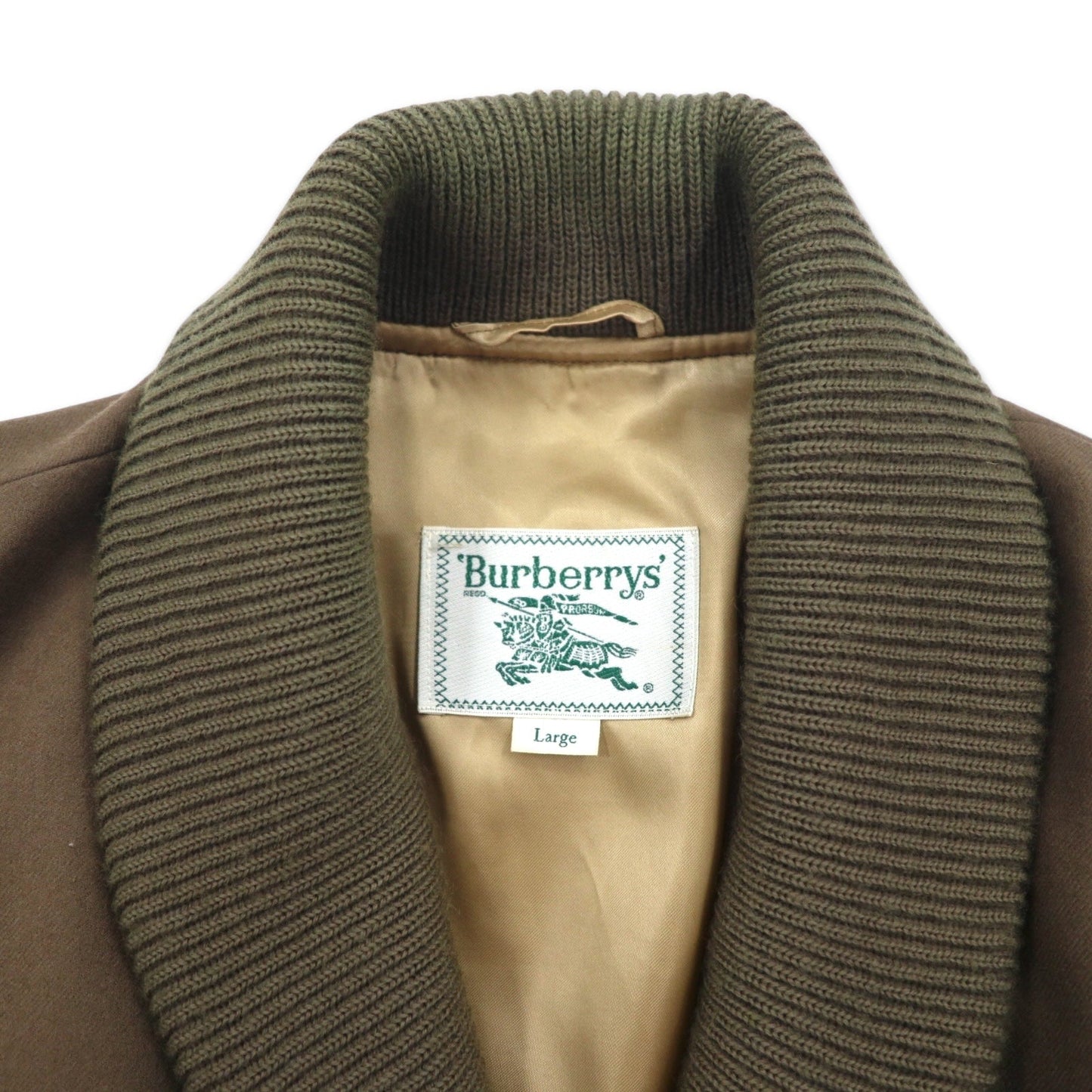 Burberrys ショールカラー A-1 ミリタリージャケット ブルゾン L ブラウン リブ切替 ウール ニット ロゴ刺繍