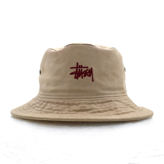 stussy hats 90年代 オールド ステューシー バケットハット L/XL ベージュ ストックロゴ