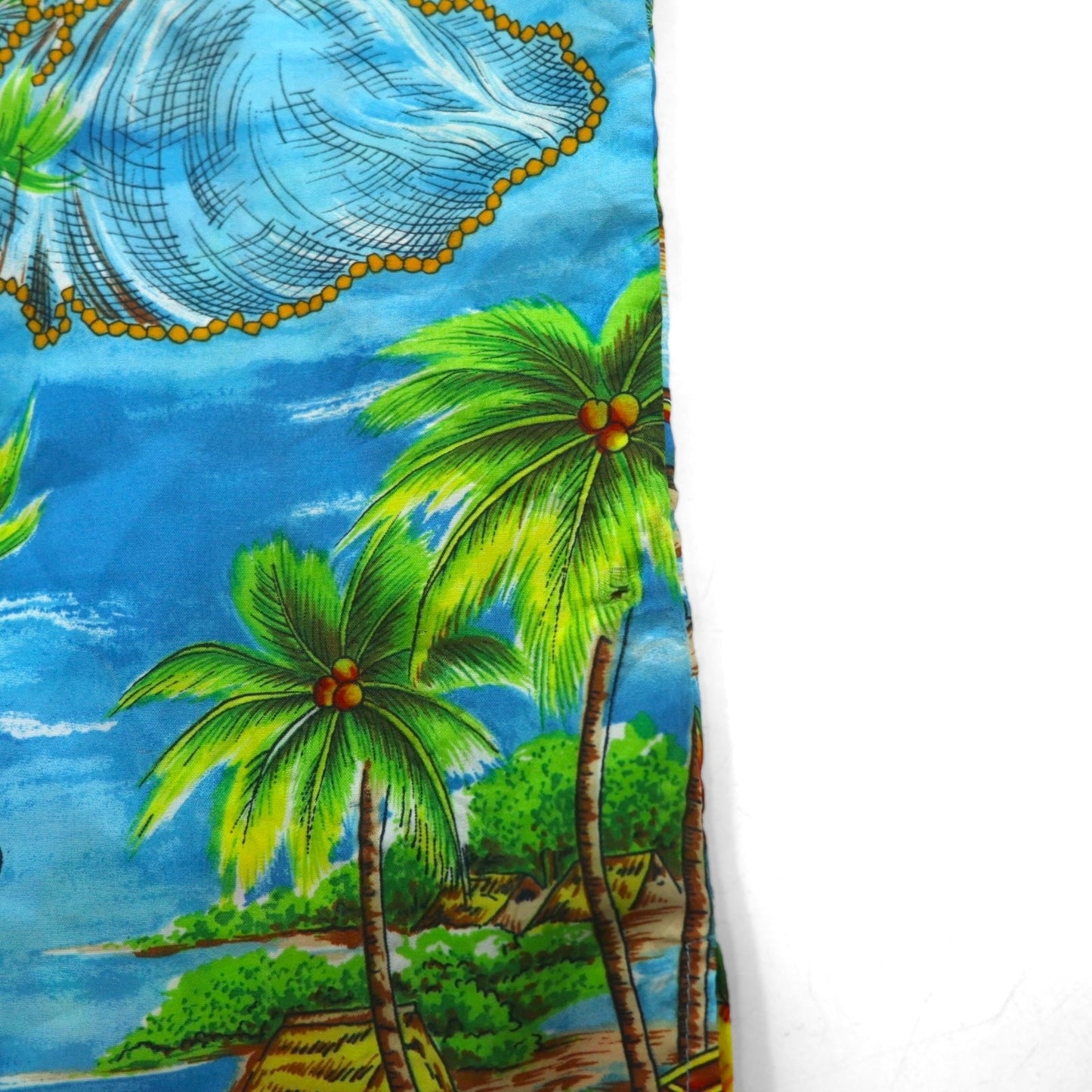 Pennys HAWAII 70年代 プルオーバー アロハシャツ L ブルー ポリエステル 襟芯 総柄 ビーチ