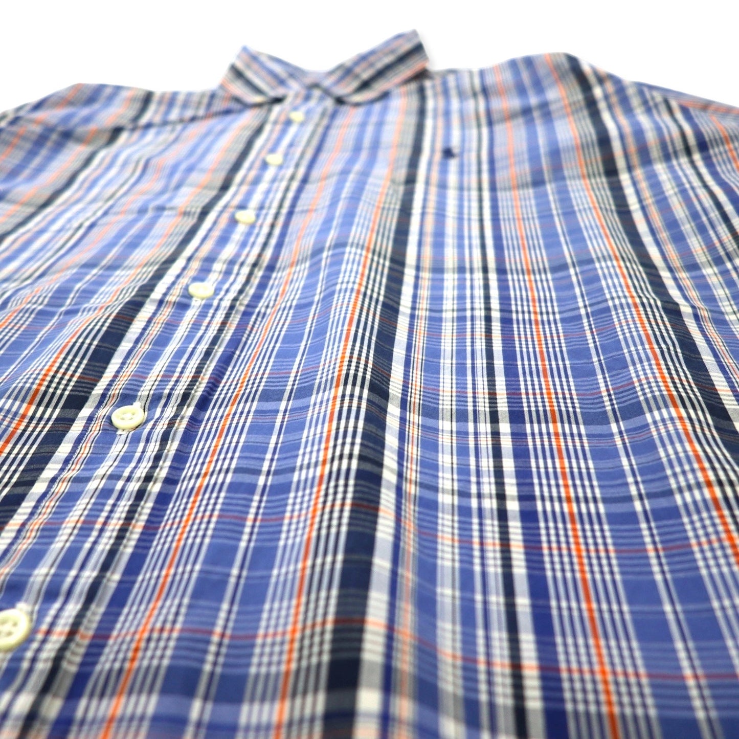 Ralph Lauren ボタンダウンシャツ XL ブルー チェック TWO-PLY COTTON スモールポニー刺繍