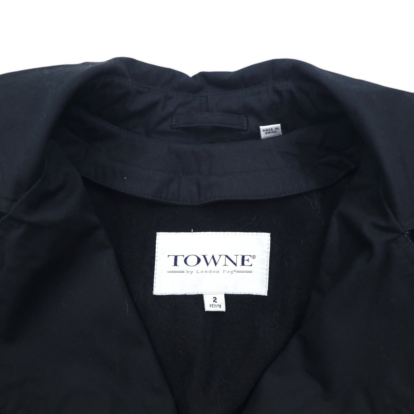 TOWNE BY LONDON FOG 90年代 フード着脱式 トレンチコート M ブラック ポリエステル コットン ライナー着脱式