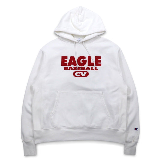 Champion リバースウィーブ REVERSE WEAVE プルオーバーパーカー 2XL ホワイト コットン 裏起毛 EAGLE BASEBALL 青単タグ 復刻 ホンジュラス製