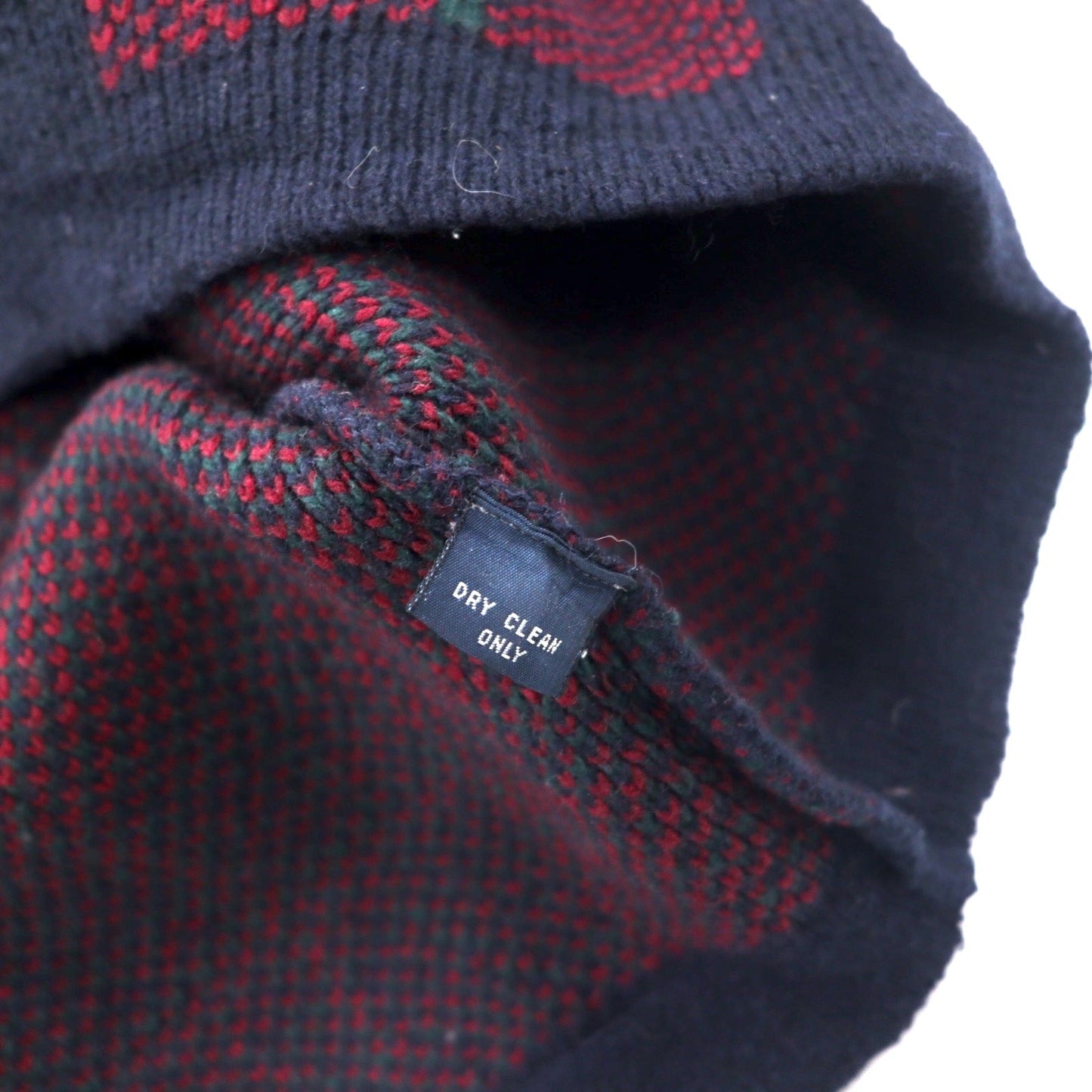 Polo by Ralph Lauren Vネック ニット セーター XL ネイビー チェック ラムウール