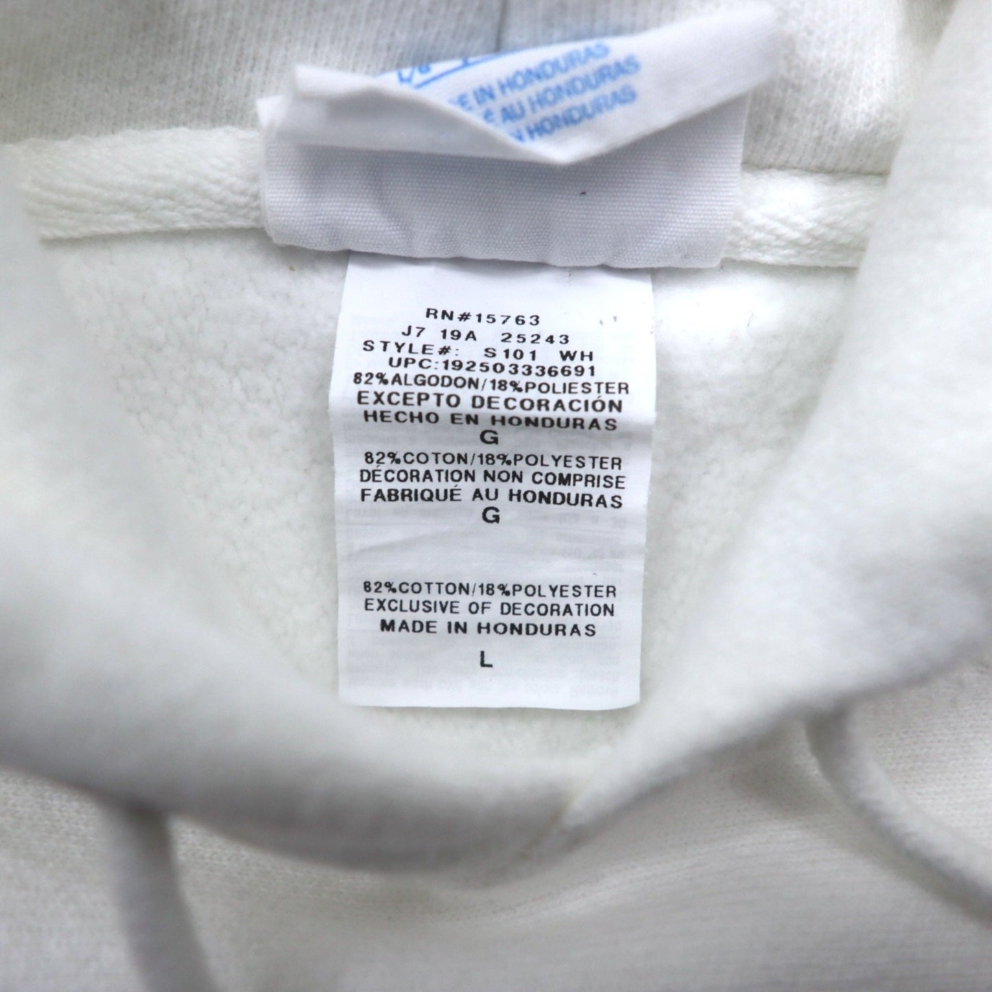 Champion リバースウィーブ REVERSE WEAVE プルオーバーパーカー 2XL ホワイト コットン 裏起毛 EAGLE BASEBALL 青単タグ 復刻 ホンジュラス製