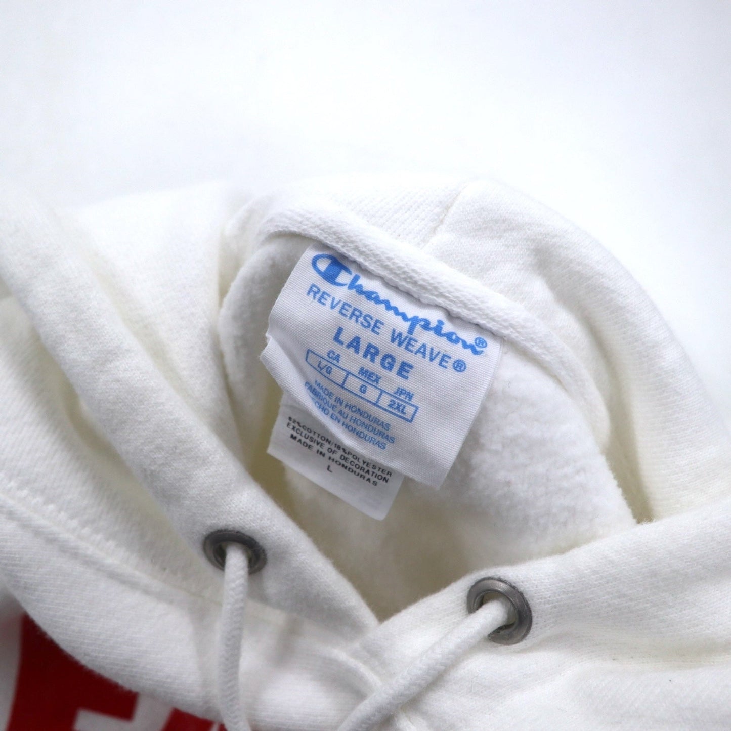 Champion リバースウィーブ REVERSE WEAVE プルオーバーパーカー 2XL ホワイト コットン 裏起毛 EAGLE BASEBALL 青単タグ 復刻 ホンジュラス製