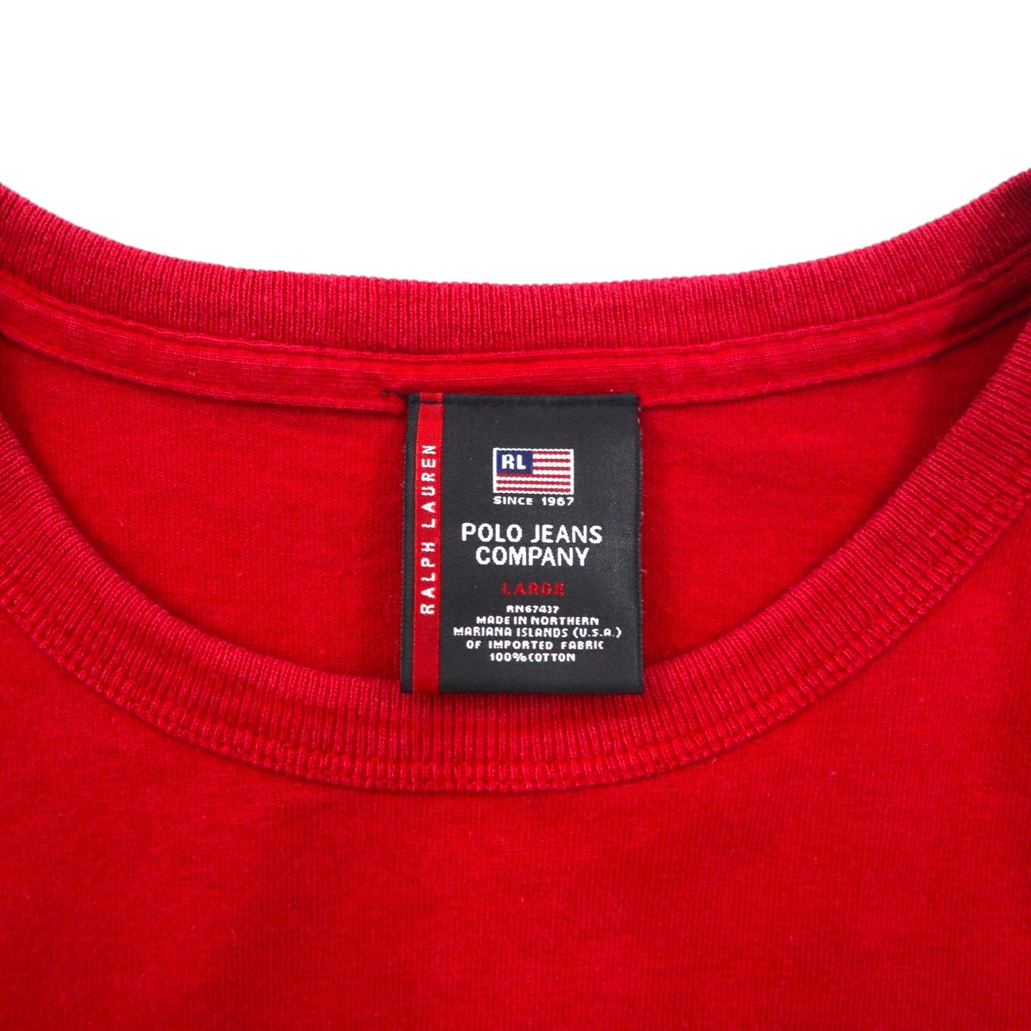 POLO JEANS COMPANY RALPH LAUREN 90年代 ツートン ドッキング Tシャツ L レッド ネイビー コットン