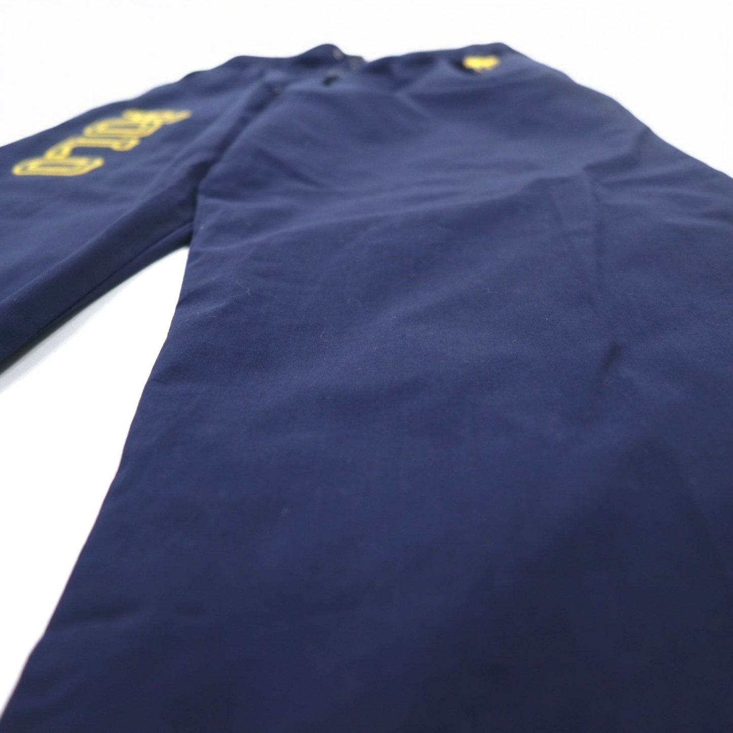 POLO RALPH LAUREN ロゴプリント イージーパンツ S ネイビー イエロー コットン ビッグポニー