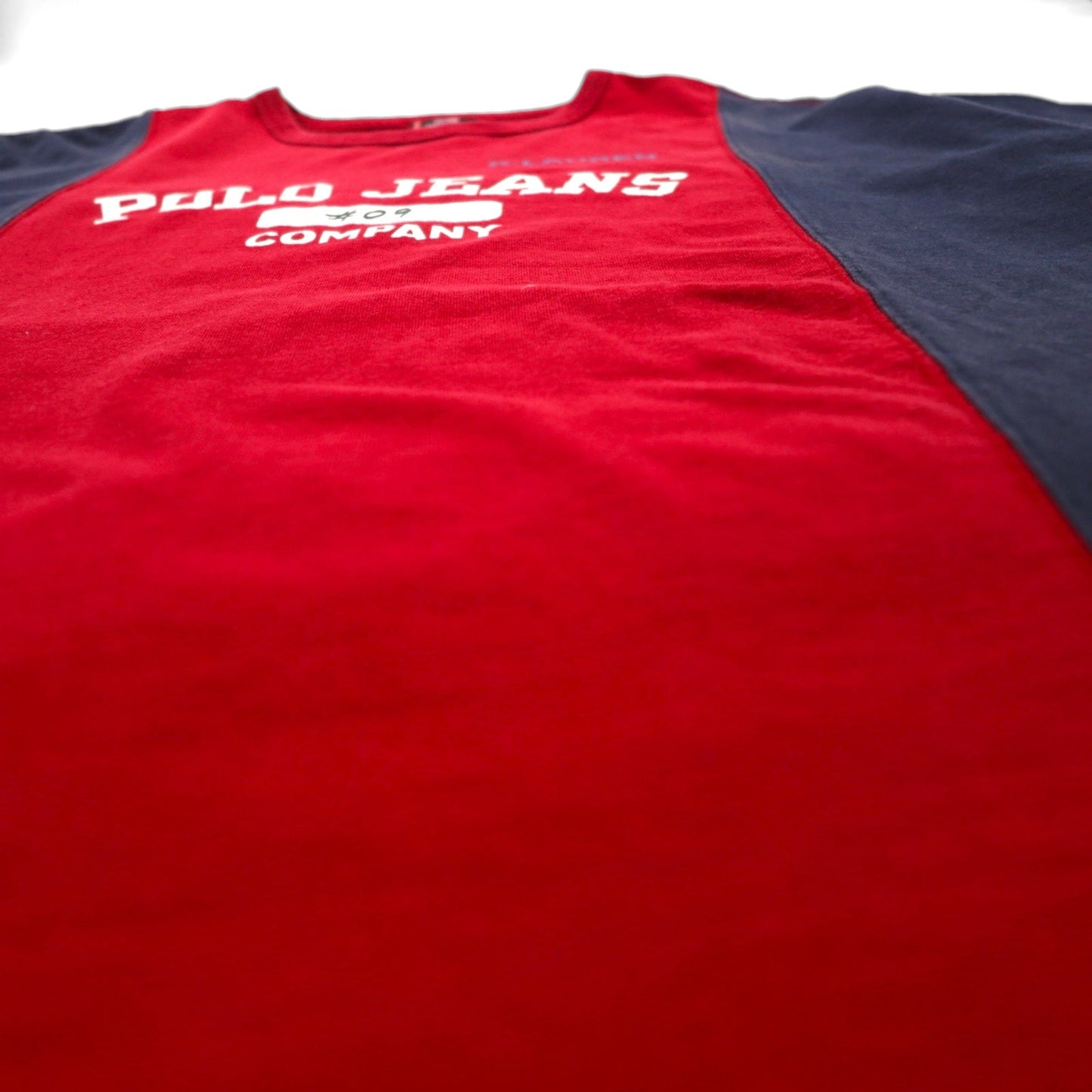 POLO JEANS COMPANY RALPH LAUREN 90年代 ツートン ドッキング Tシャツ L レッド ネイビー コットン