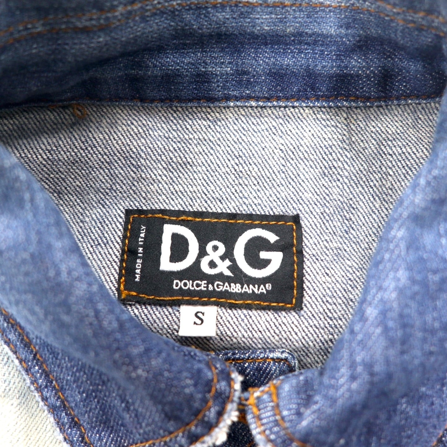 D&G ( DOLCE & GABBANA ) イタリア製 デニムジャケット Gジャン S インディゴ ブルー ツートン  加工