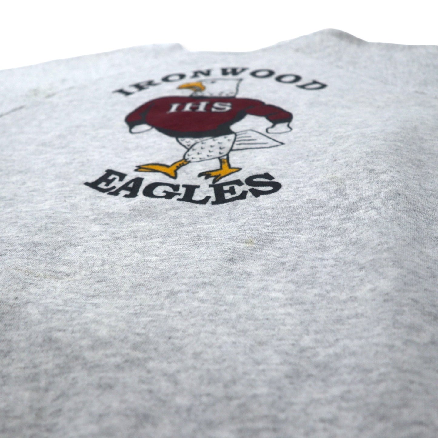 Hanes USA製 90年代 ACTIVEWEAR フットボール プリント スウェット XL グレー コットン IRON WOOD EAGLES