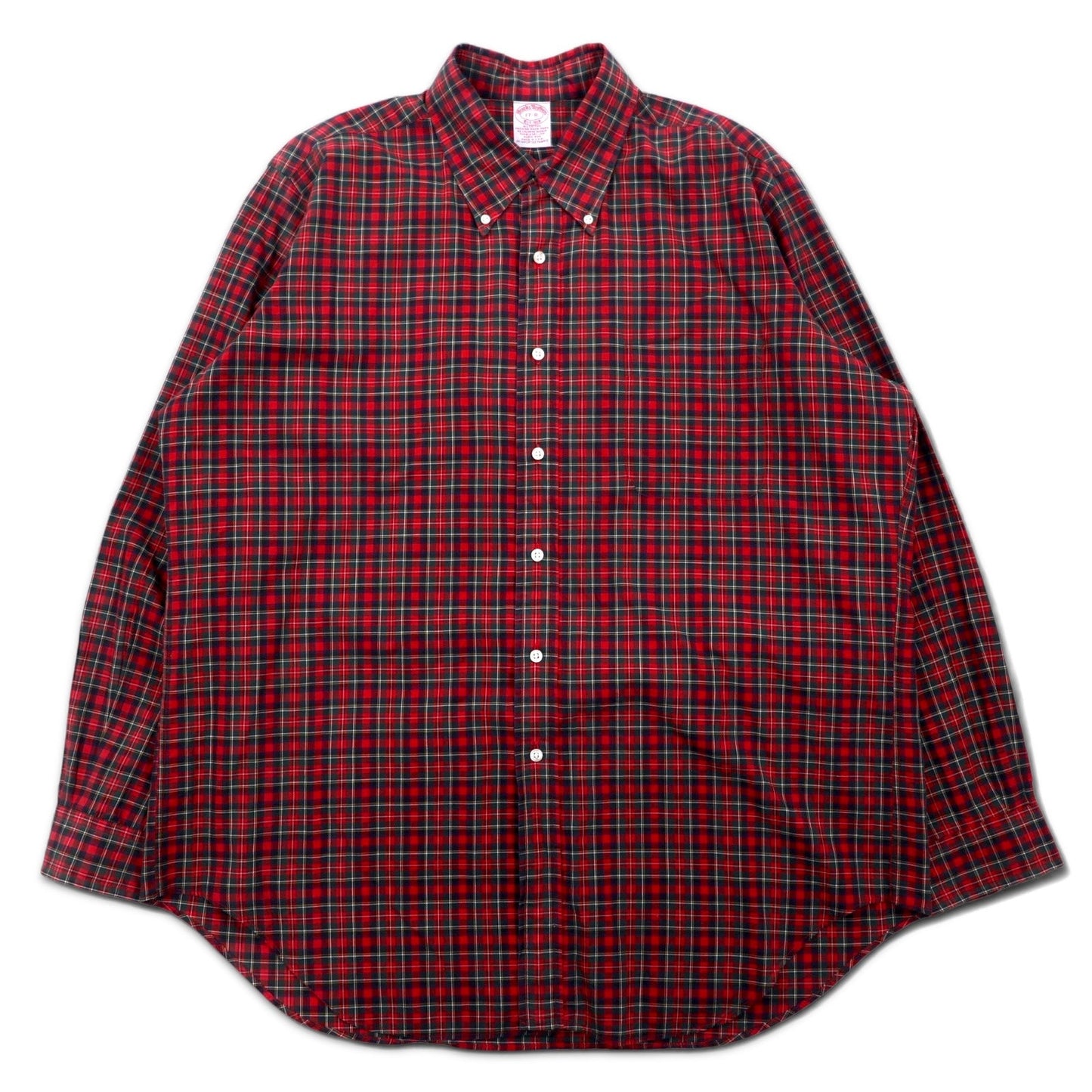 Brooks Brothers USA製 タータンチェック ボタンダウンシャツ XL レッド コットン