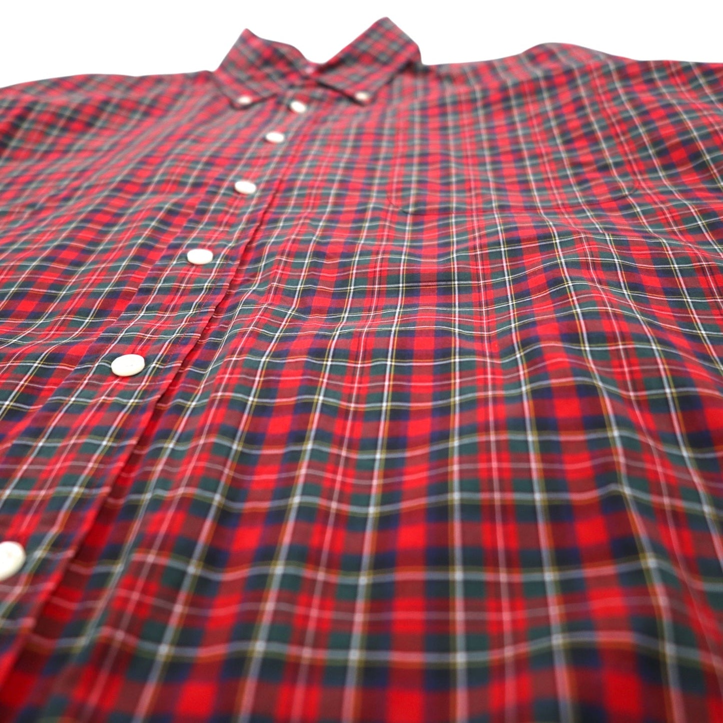 Brooks Brothers USA製 タータンチェック ボタンダウンシャツ XL レッド コットン