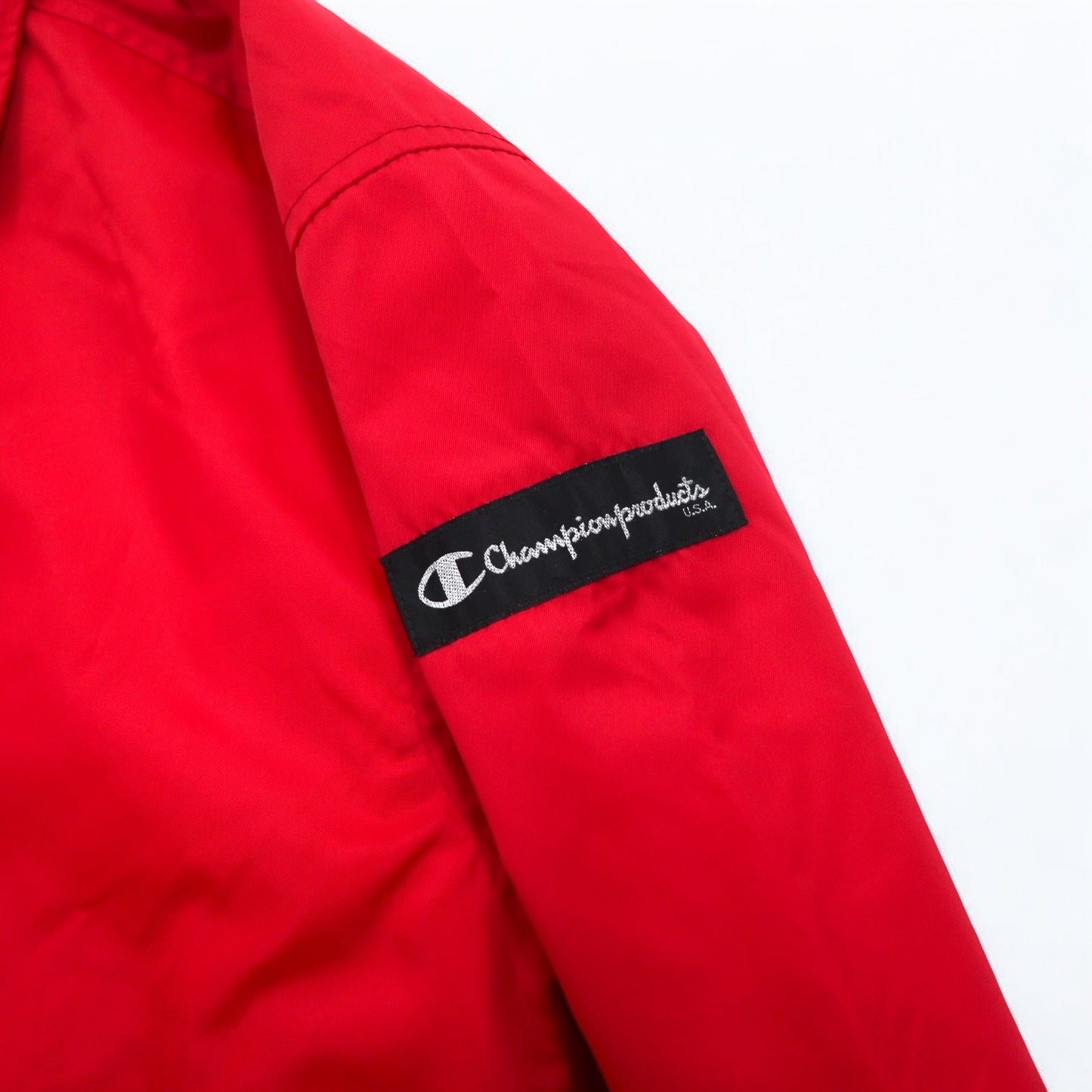Champion products 90年代 コーチジャケット M レッド ナイロン バックロゴプリント