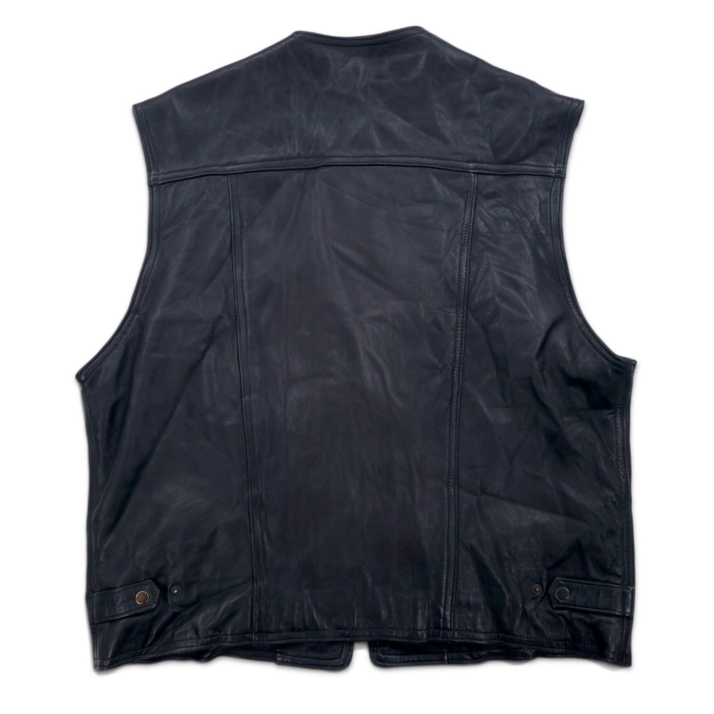 Vintage Leather Hunting Vest ユーティリティ レザー ハンティングベスト L ブラック ジップアップ