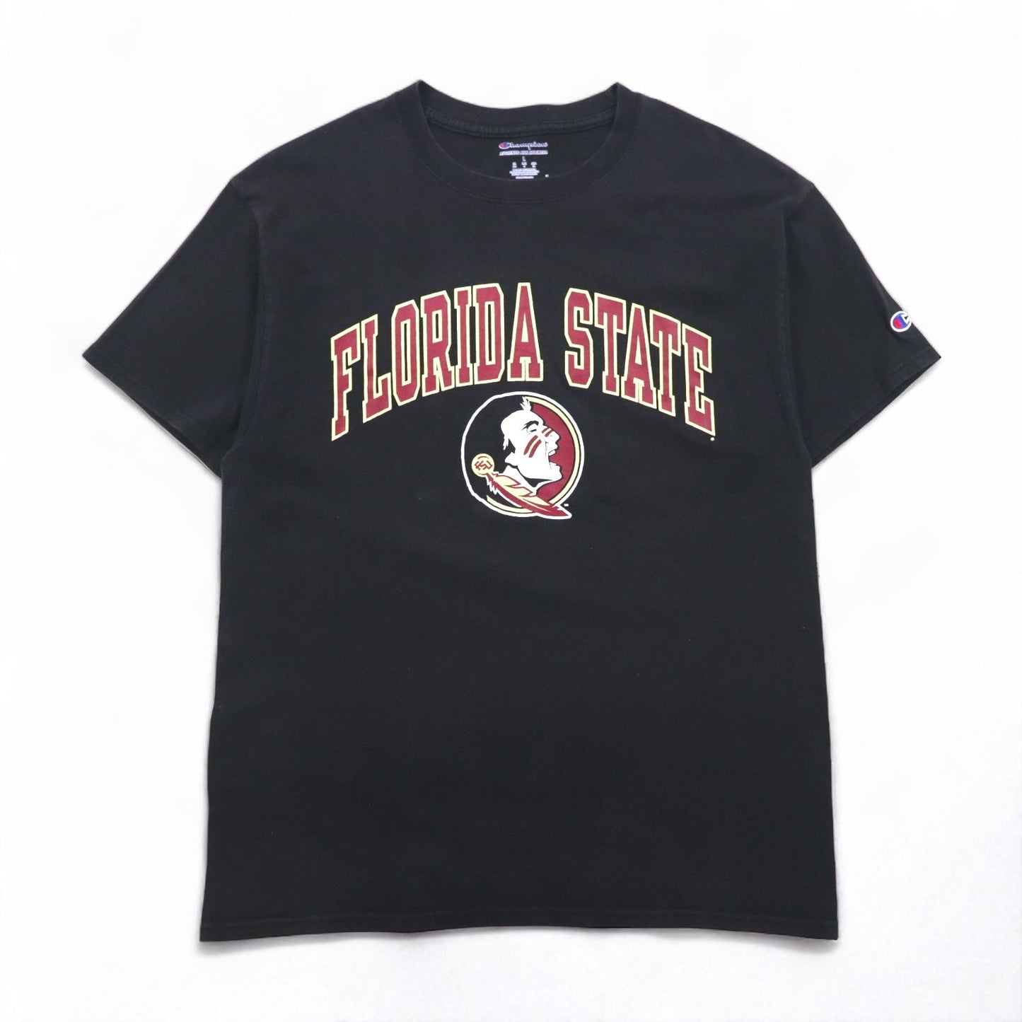 Champion カレッジプリント Tシャツ XL ブラック コットン FLORIDA STATE アーチロゴ