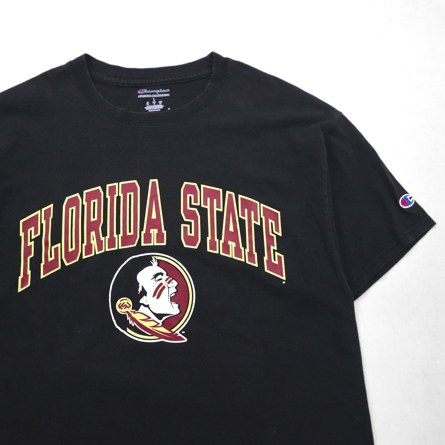 Champion カレッジプリント Tシャツ XL ブラック コットン FLORIDA STATE アーチロゴ