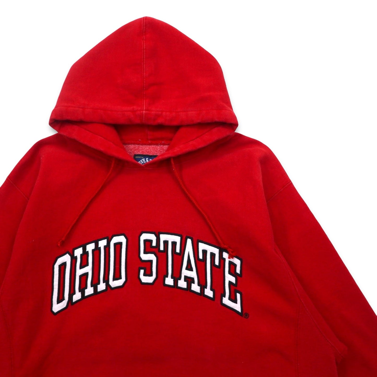 90年代 STEVE & BARRY'S リバースウィーブ プルオーバー パーカー L レッド カレッジ OHIO STATE アーチロゴ