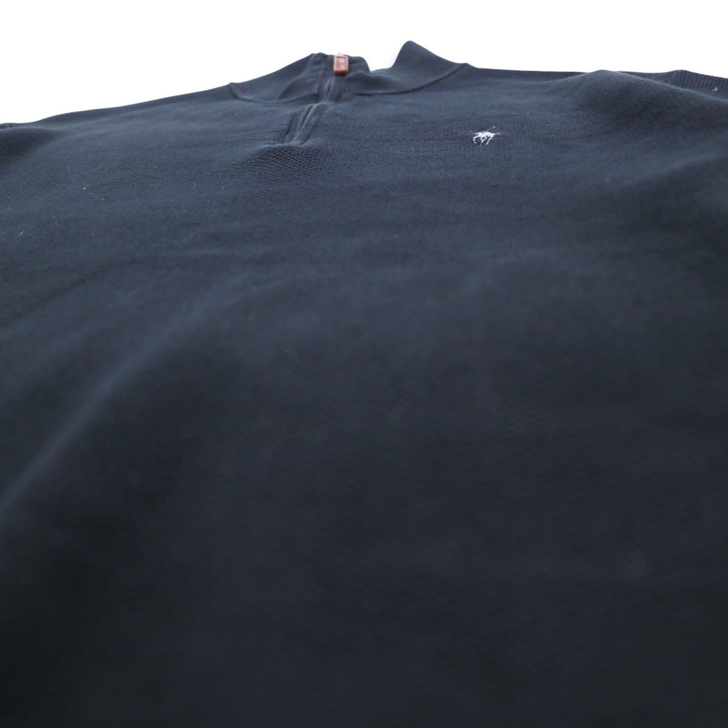 POLO RALPH LAUREN メッシュニット ピマコットン ハーフジップ セーター S ブラック スモールポニー刺繍