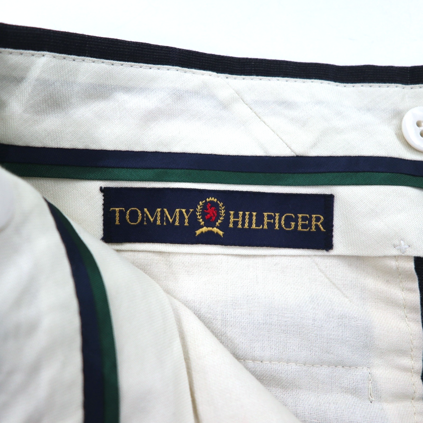 TOMMY HILFIGER 90年代 タック ワイド スラックスパンツ L グレー チェック ウール サスペンダーボタン