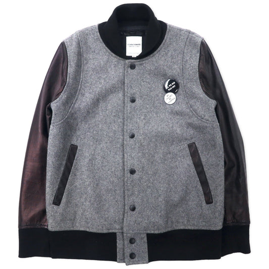 COMMONWARE AMERICAN RAG CIE & MAGINE 袖シープレザー スタジャン 46 グレー ウール 羊革 1344-604MAG