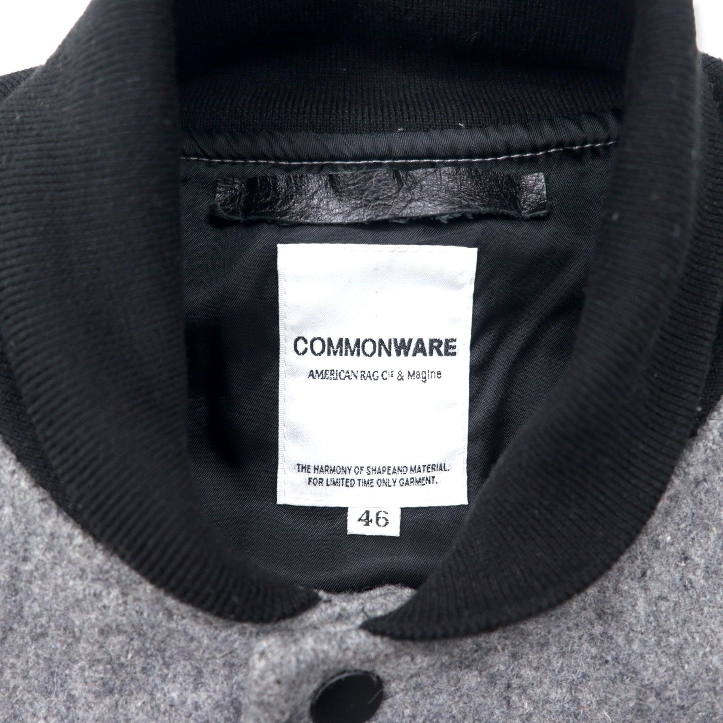 COMMONWARE AMERICAN RAG CIE & MAGINE 袖シープレザー スタジャン 46 グレー ウール 羊革 1344-604MAG