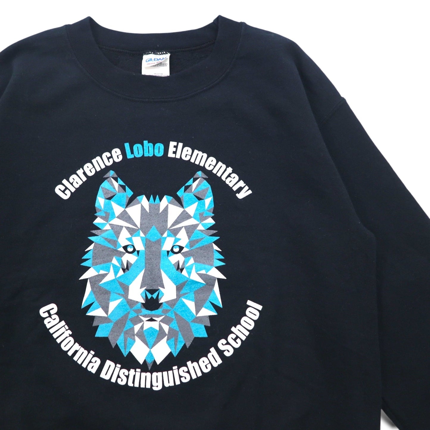 GILDAN クルーネック スウェット S ブラック 裏起毛 アニマル アート プリント Clarence Lobo Elementary