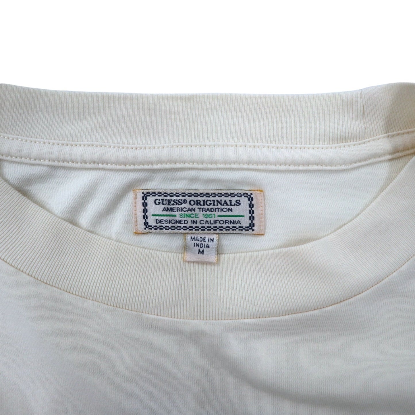 GUESS ORIGINALS ロゴプリント Tシャツ M クリーム コットン ストレッチ