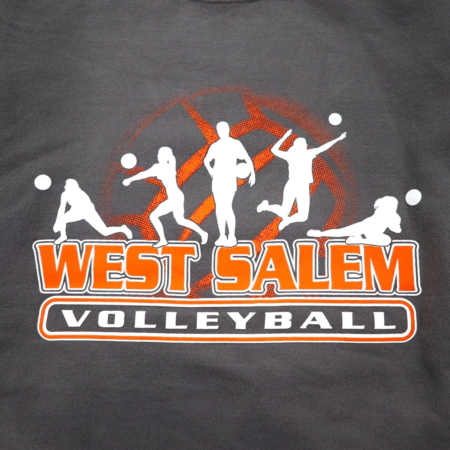 GILDAN クルーネック スウェット S グレー プリント 裏起毛 WEST SALEM VOLLEYBALL