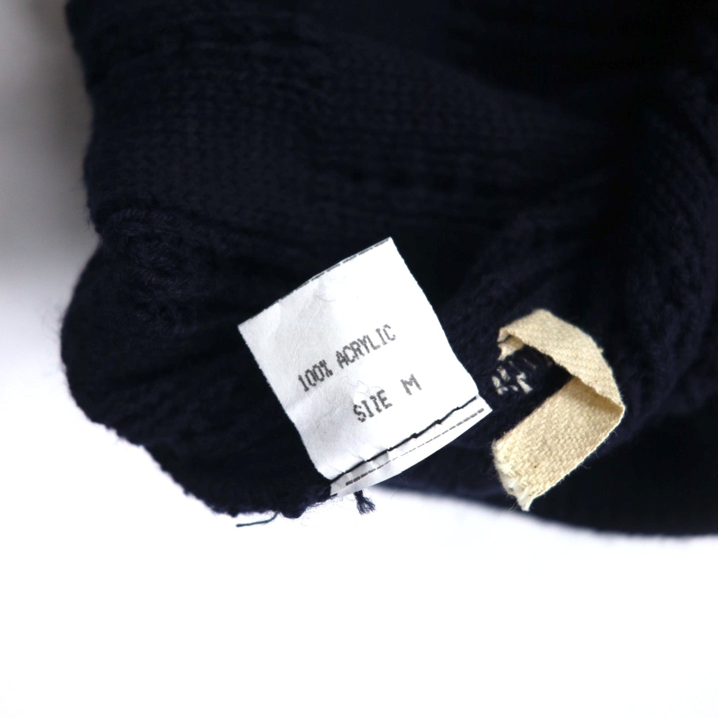 Vintage 90s Jacquard Knit UOMO ITALIA アクリル ニット ブロックチェック ジャガード セーター M ネイビー