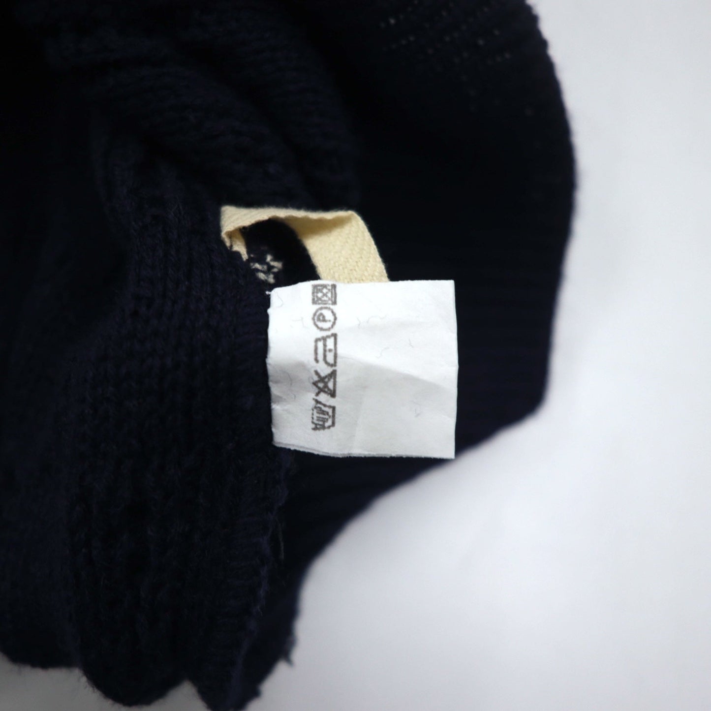 Vintage 90s Jacquard Knit UOMO ITALIA アクリル ニット ブロックチェック ジャガード セーター M ネイビー