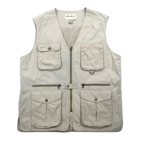 Eddie Bauer 90年代 フィッシングベスト ハンティングベスト L ベージュ コットン