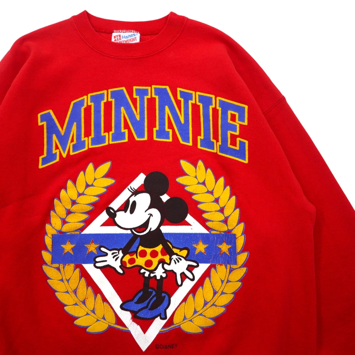 USA製 90年代 Disney ミニーマウス MINNIE スウェット XL レッド 裏起毛 キャラクター プリント Hanes