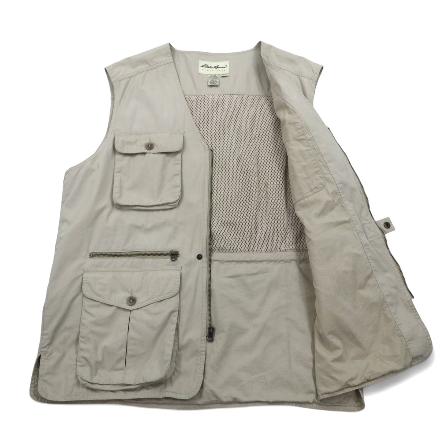 Eddie Bauer 90年代 フィッシングベスト ハンティングベスト L ベージュ コットン