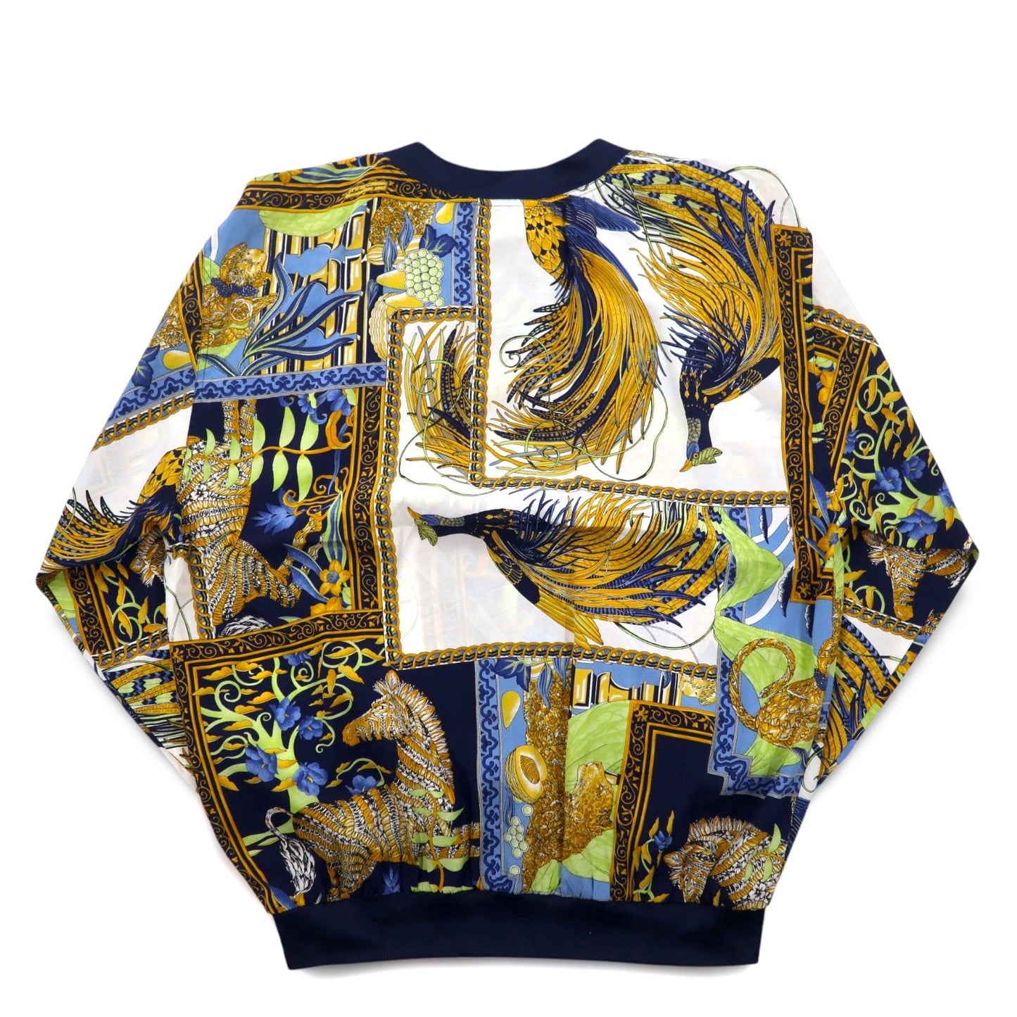 Salvatore Ferragamo イタリア製 オールド シルク トップス M ネイビー 総柄 スカーフ