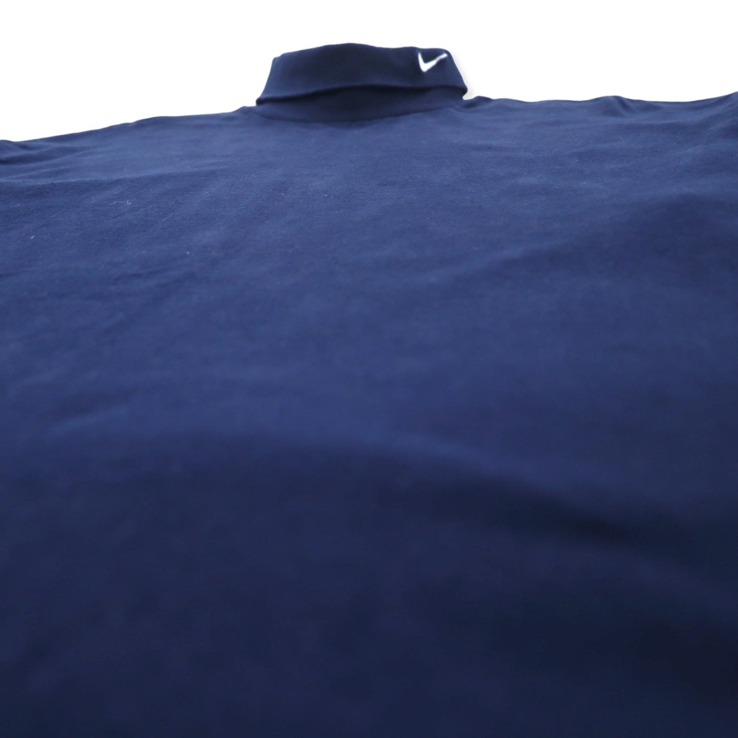 NIKE USA製 90年代 タートルネック ロングスリーブ Tシャツ ロンT XL ネイビー コットン スウォッシュロゴ刺繍 銀タグ ビッグサイズ