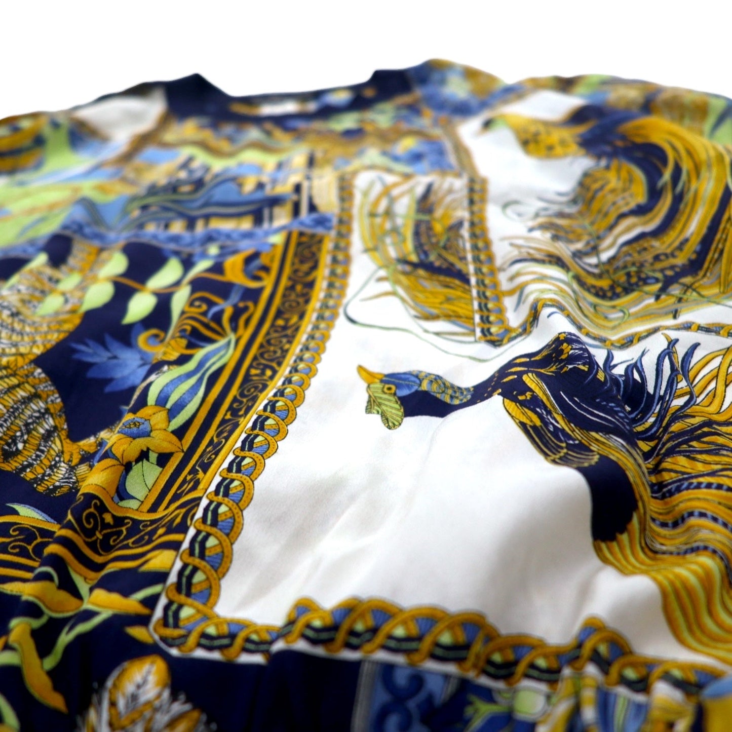 Salvatore Ferragamo イタリア製 オールド シルク トップス M ネイビー 総柄 スカーフ