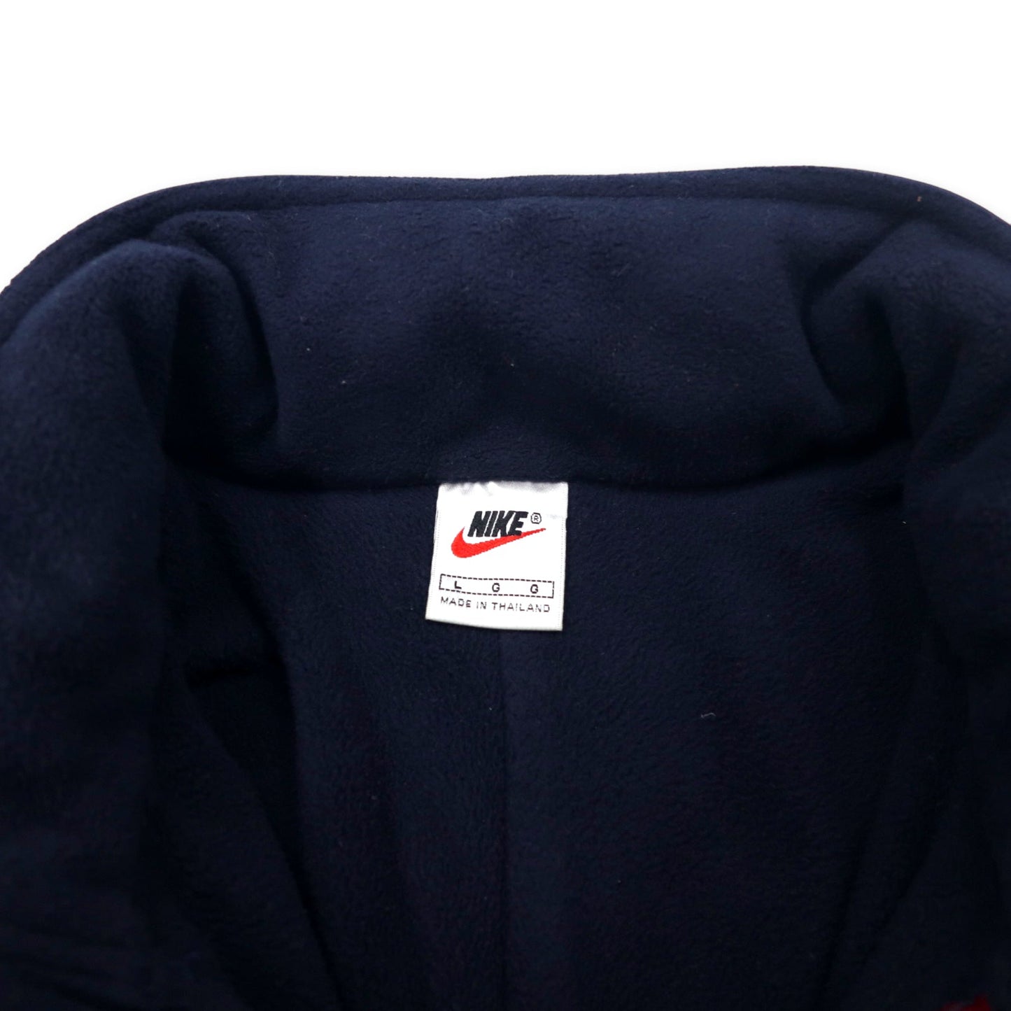 NIKE 90年代 フリース切替 ソフトシェルジャケット L ネイビー スウォッシュロゴ 銀タグ フード収納式 ビッグサイズ