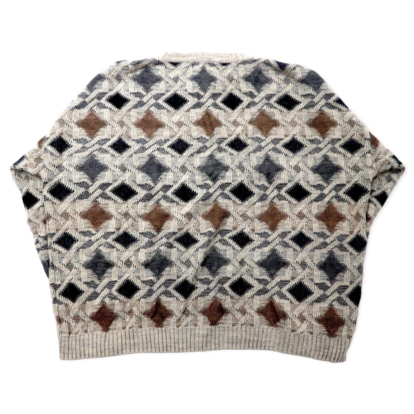 NATURAL ISSUE 90年代 総柄 ローゲージニット セーター XXL グレー アクリル