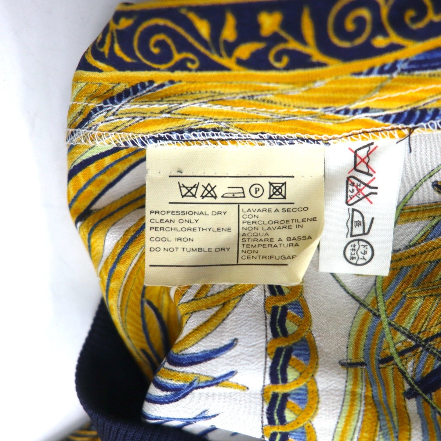 Salvatore Ferragamo イタリア製 オールド シルク トップス M ネイビー 総柄 スカーフ