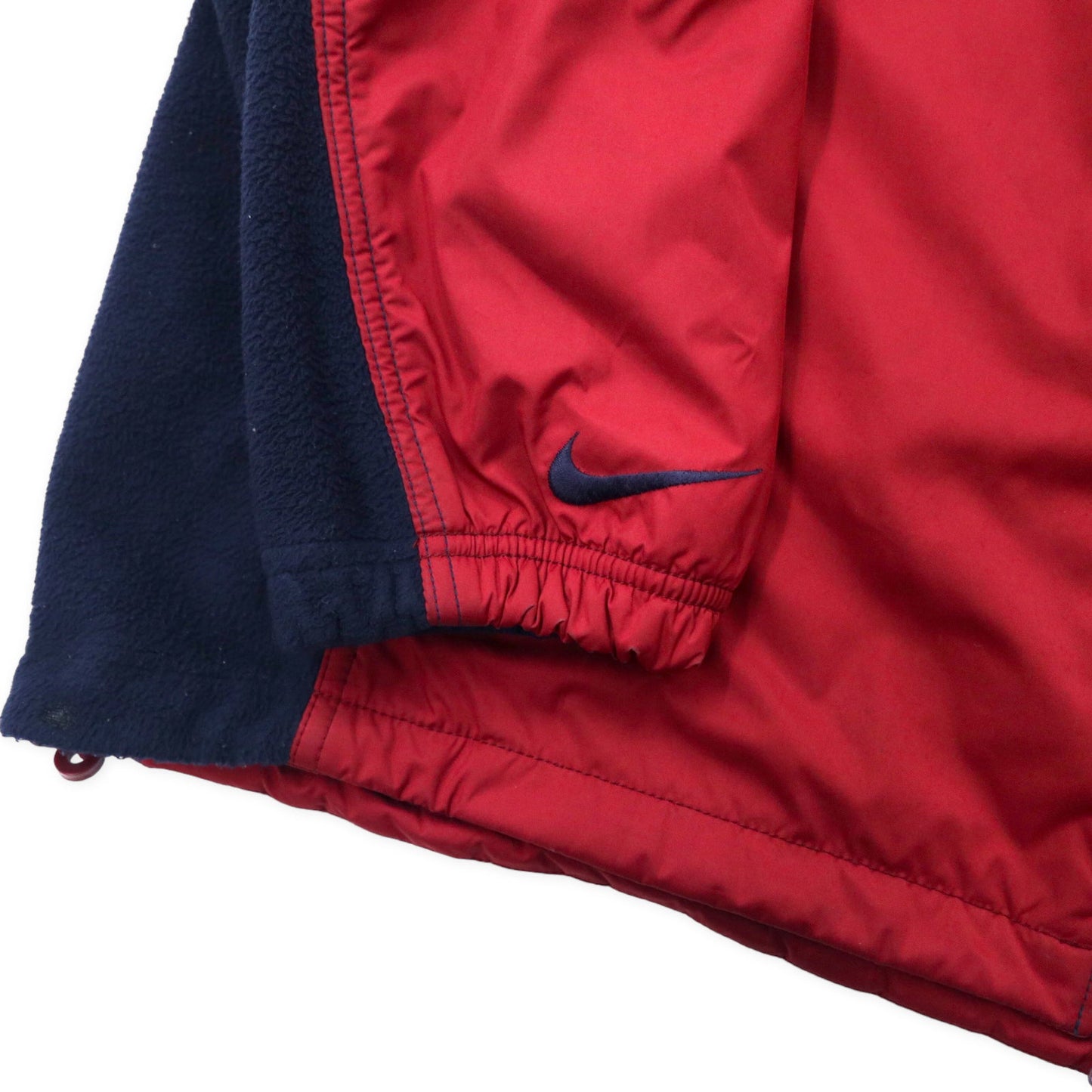 NIKE 90年代 フリース切替 ソフトシェルジャケット L ネイビー スウォッシュロゴ 銀タグ フード収納式 ビッグサイズ