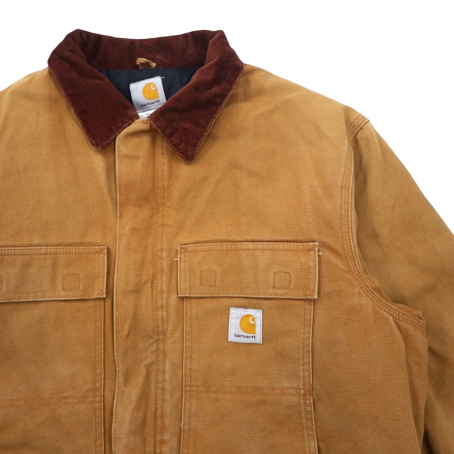 Carhartt USA製 ダック トラディショナルコート カバーオール 46 TALL ベージュ コットン 襟コーデュロイ キルティングライナー 中綿 Arctic Traditional Coat C03