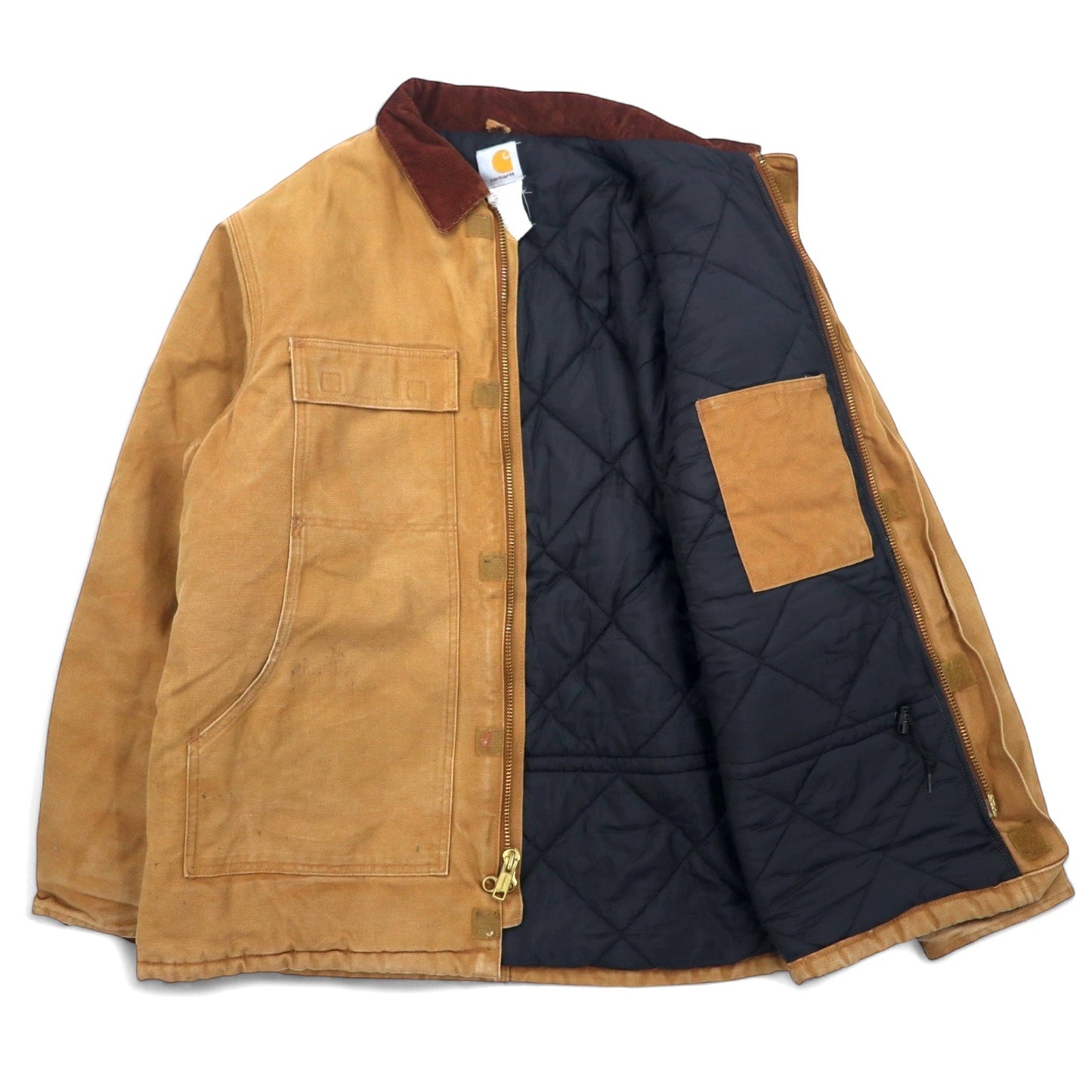 Carhartt USA製 ダック トラディショナルコート カバーオール 46 TALL ベージュ コットン 襟コーデュロイ キルティングライナー 中綿 Arctic Traditional Coat C03