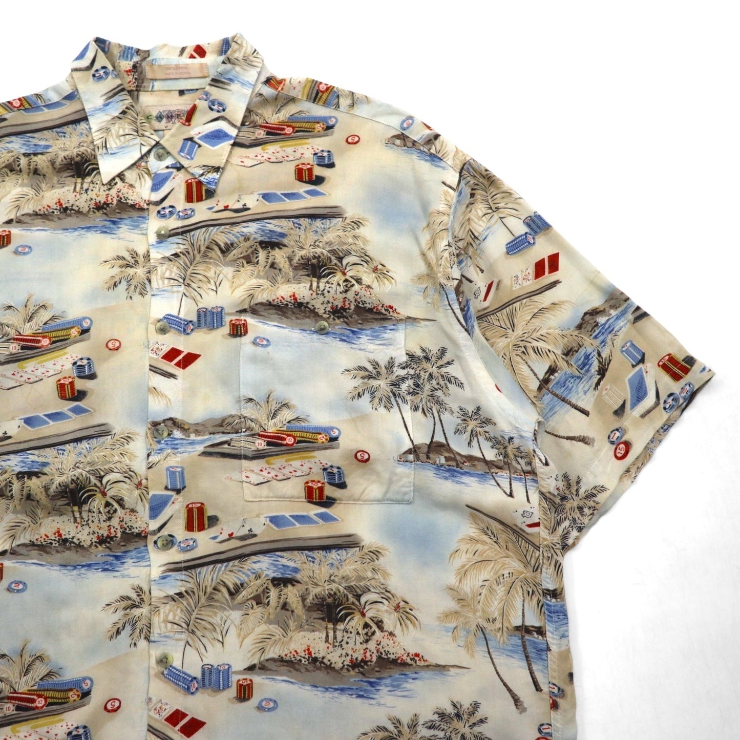 CAMPIA MODA 90年代 ビッグサイズ アロハシャツ L マルチカラー レーヨン 総柄 ビーチ カジノ