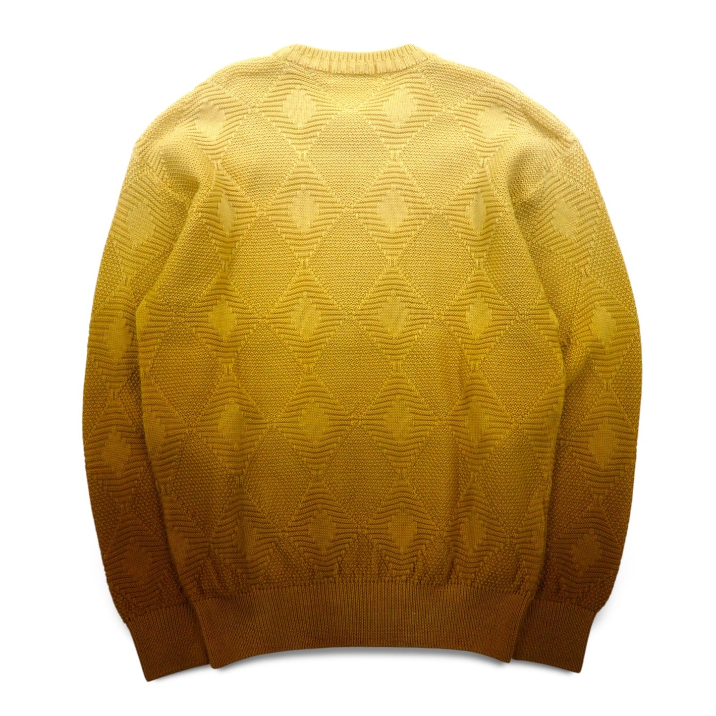 Vintage 90s Japan Made Jacquard Sweater Knit Laurel club ジャガード ニット セーター M イエロー グラデーション 未使用品