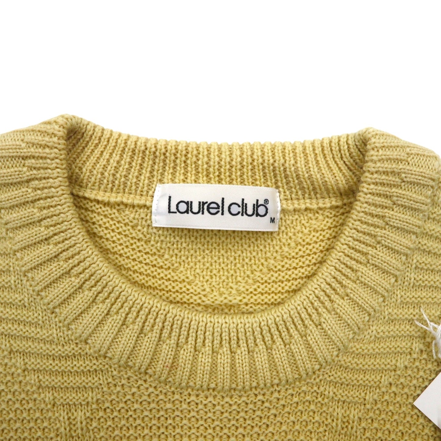 Vintage 90s Japan Made Jacquard Sweater Knit Laurel club ジャガード ニット セーター M イエロー グラデーション 未使用品