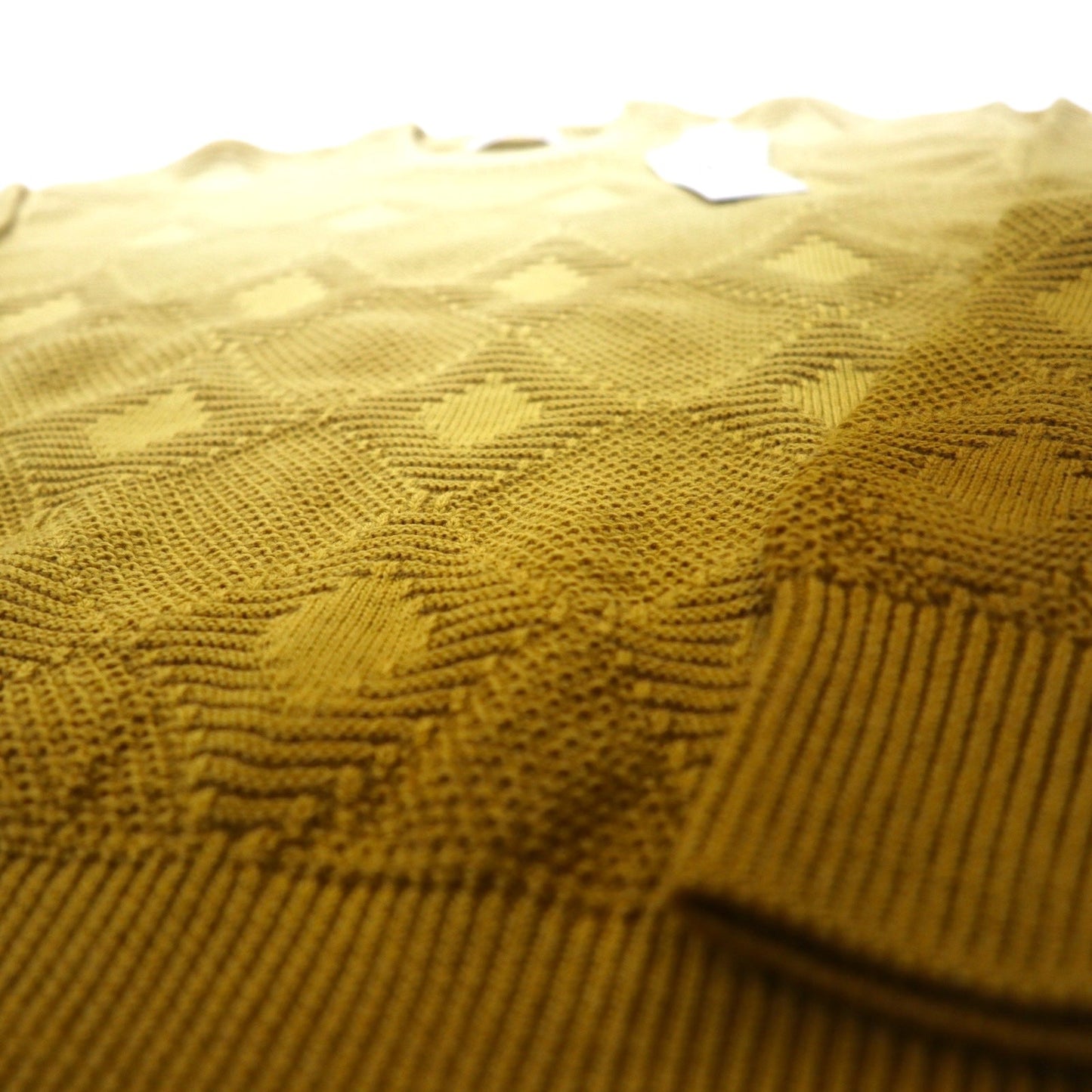 Vintage 90s Japan Made Jacquard Sweater Knit Laurel club ジャガード ニット セーター M イエロー グラデーション 未使用品