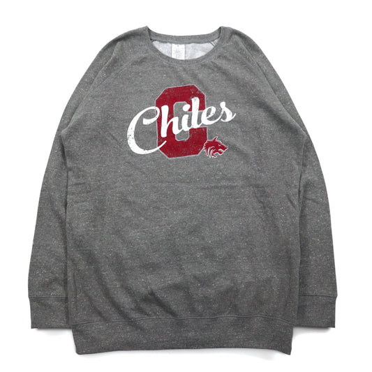 Chiles ビッグサイズ カレッジプリント スウェット XL グレー コットン 裏起毛 フットボール