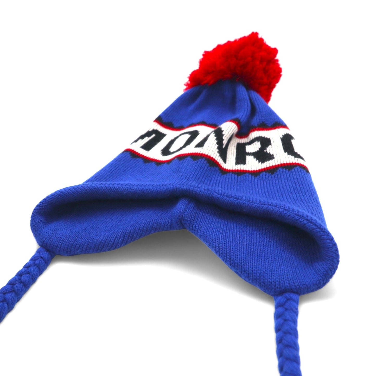 Monro ポンポン ニット帽 KNIT WATCH JQ CAP-BROWN ニット ウォッチ ジャガード ブルー アクリル 日本製