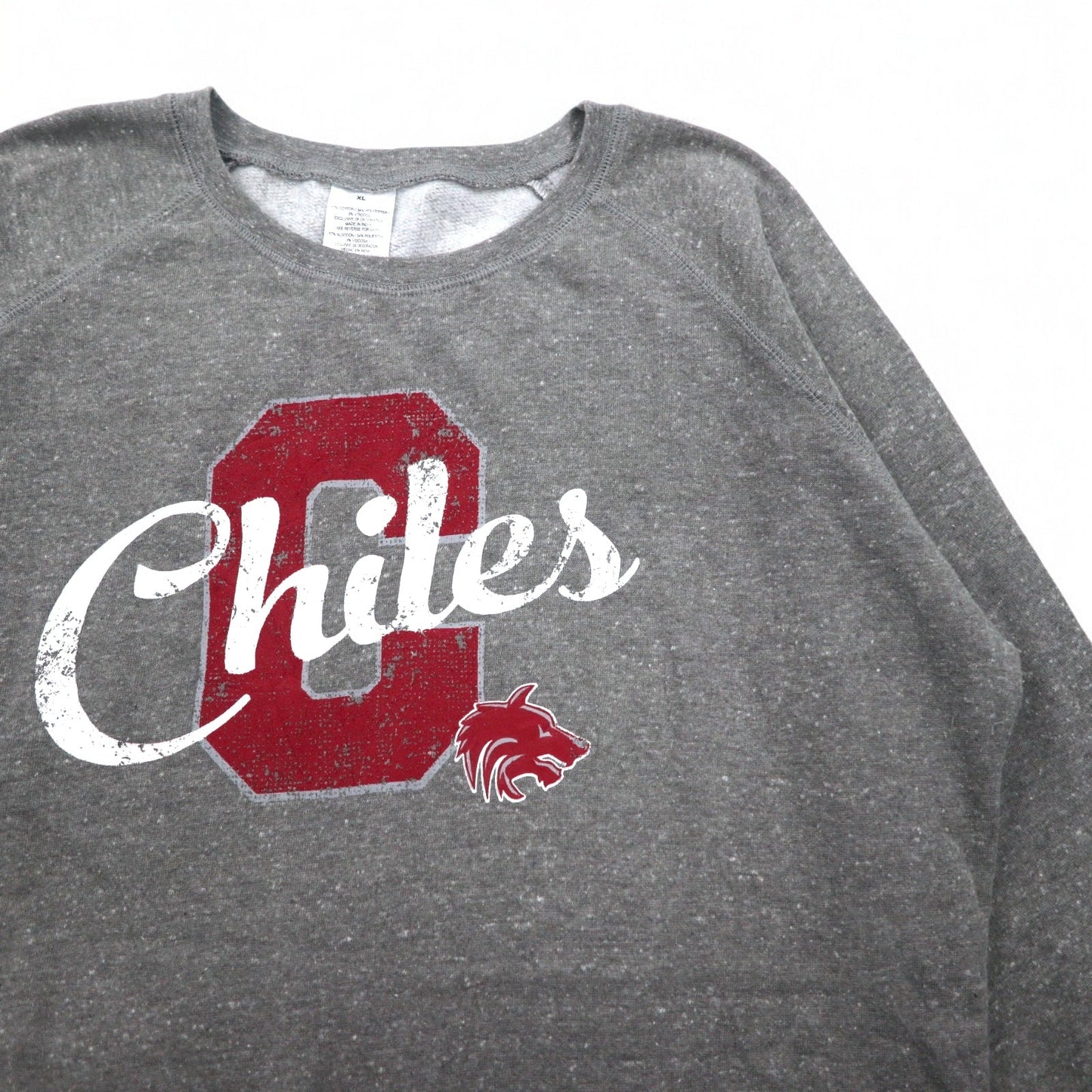 Chiles ビッグサイズ カレッジプリント スウェット XL グレー コットン 裏起毛 フットボール